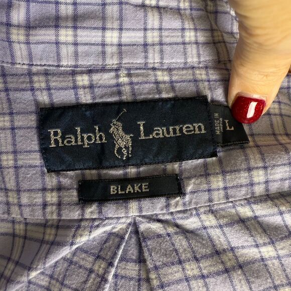Ralph Lauren Blake 100% Cotton Short Sleeve Button Down, Sz L, Blue Violet 2/$25 - Picture 8 of 12